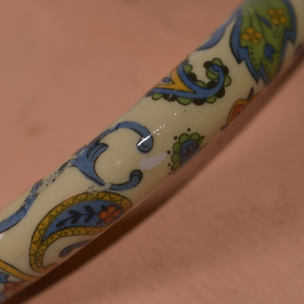 porcelain paisley bangle bracelet off white blue